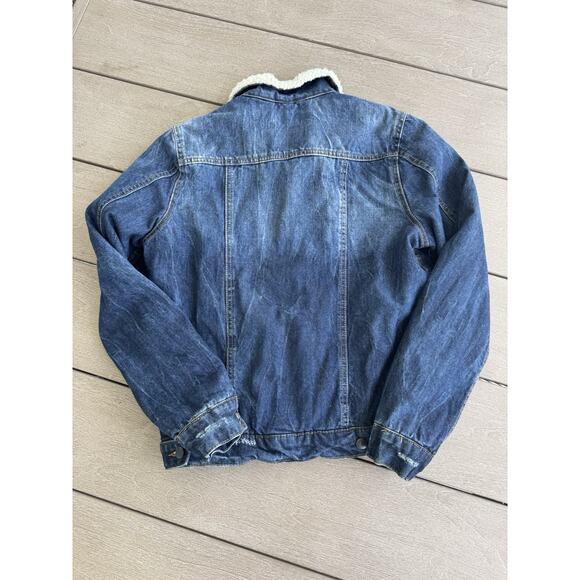 Aeropostale Denim Jean Jacket Sherpa Fur Lined XS 90s Y2k Western Trucker - Picture 2 of 7